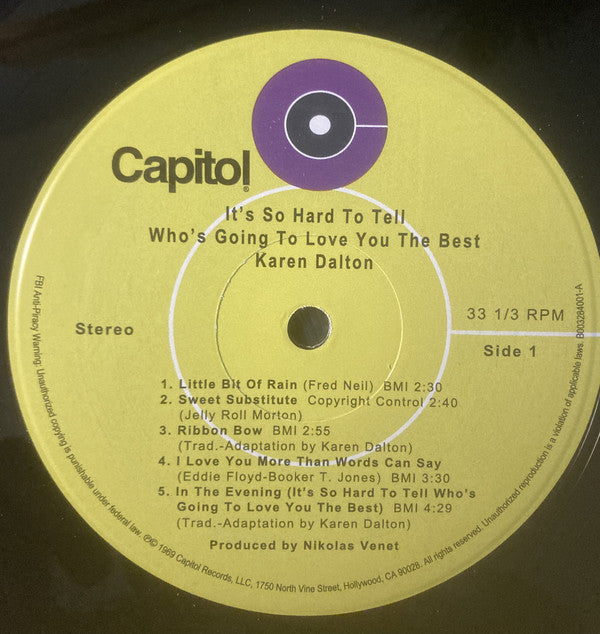 Karen Dalton : It's So Hard To Tell Who's Going To Love You The Best (LP, Album, RSD, Ltd, RE, RM, 180)