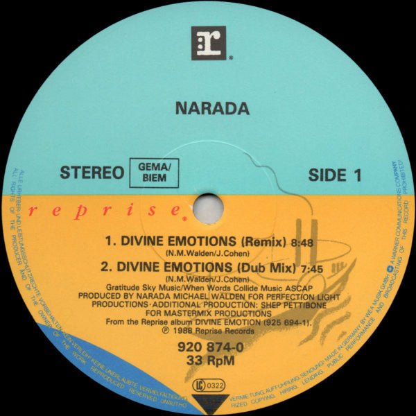 Narada Michael Walden : Divine Emotions (12", Single)