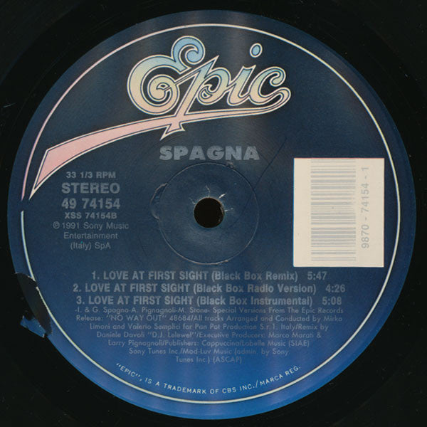 Spagna* : Love At First Sight - Remix By Black Box (12")