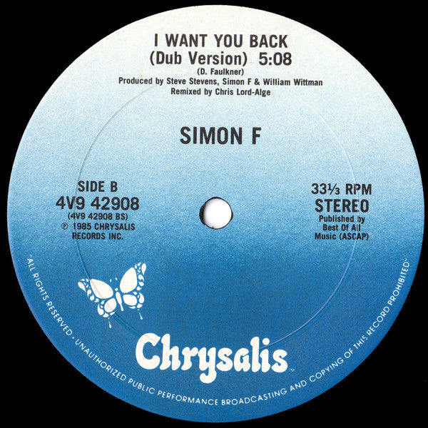 Simon F* : I Want You Back (12")