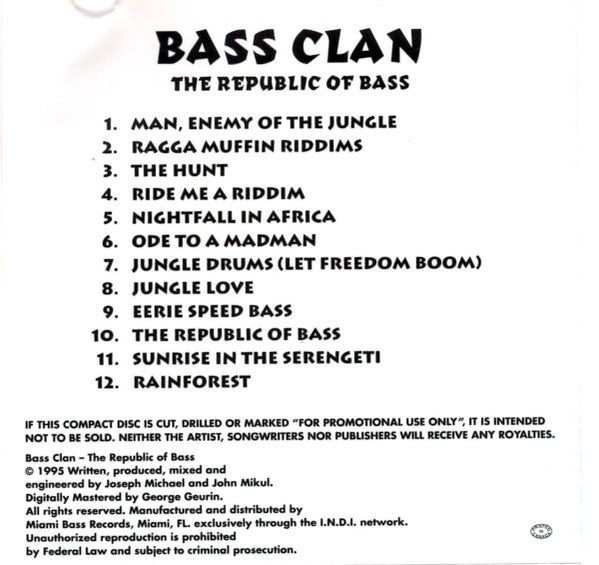 Bass Clan : Republic Of Bass (CD, Album)
