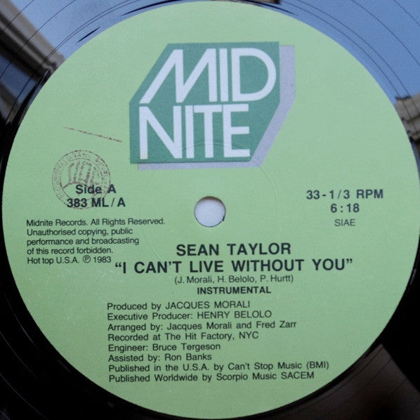 Sean Taylor : I Can't Live Without You (12")