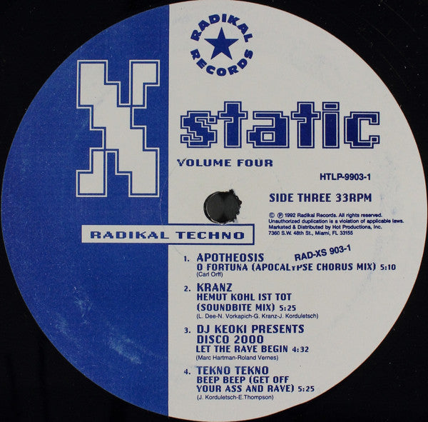 Various : X-Static Volume 4 - Radikal Techno (2xLP, Comp)