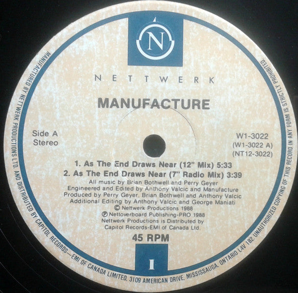 Manufacture : As The End Draws Near / Passion For The Future (Extended Remixes) (12")