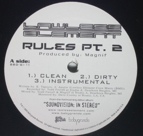 Lawless Element - Rules Part 2 / Love (Vinyl)