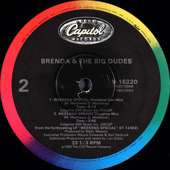 Brenda & The Big Dudes : Weekend Special (12")