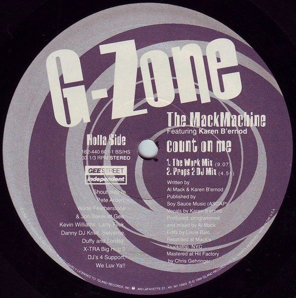 The Mack Machine* Featuring Karen B'ernod* : Count On Me (12")