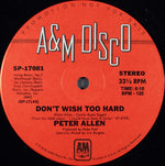 Peter Allen : Don't Wish Too Hard (12", Promo)