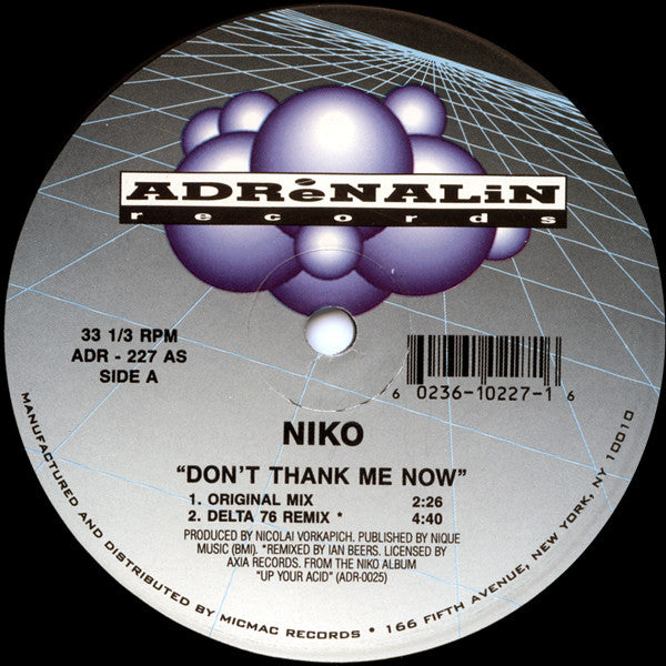 Niko* : Don't Thank Me Now (12")