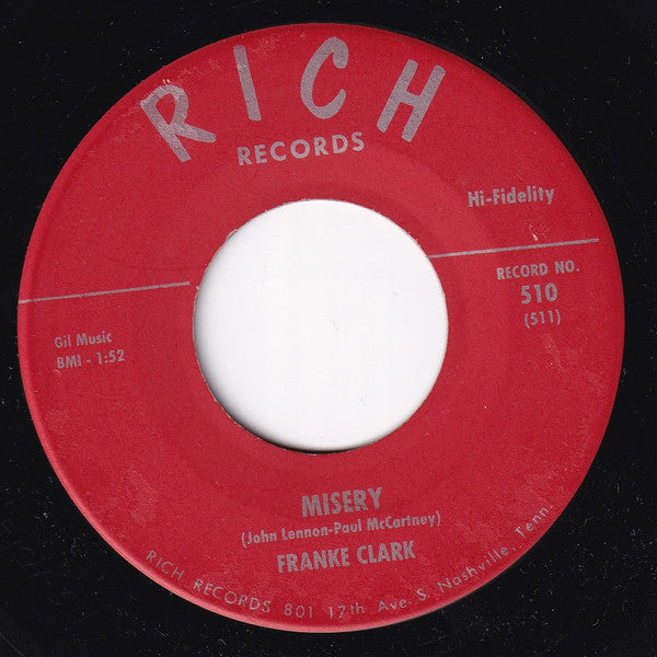 Franke Clark : Her Name Is Joanna / Misery (7")
