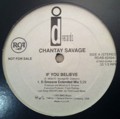 Chantay Savage : If You Believe (12", Promo)