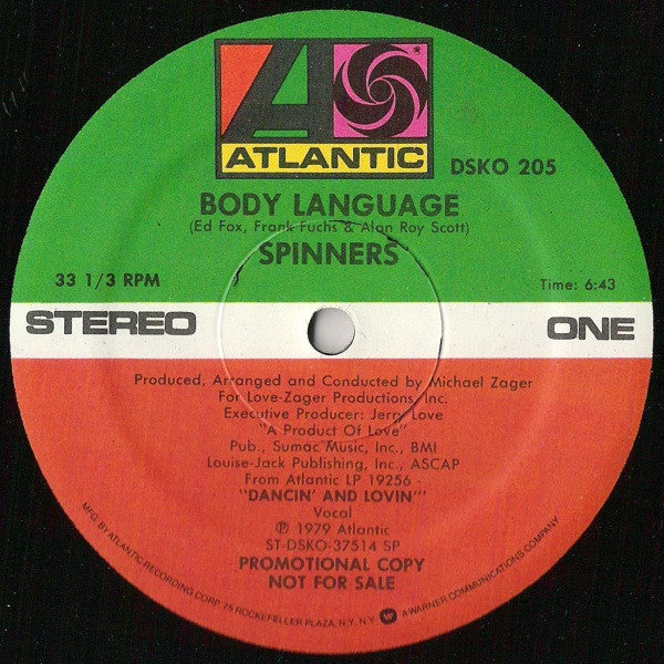 Spinners : Body Language (12", Promo)