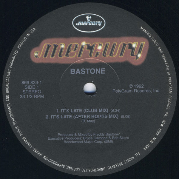 Freddy Bastone : It's Late (12")