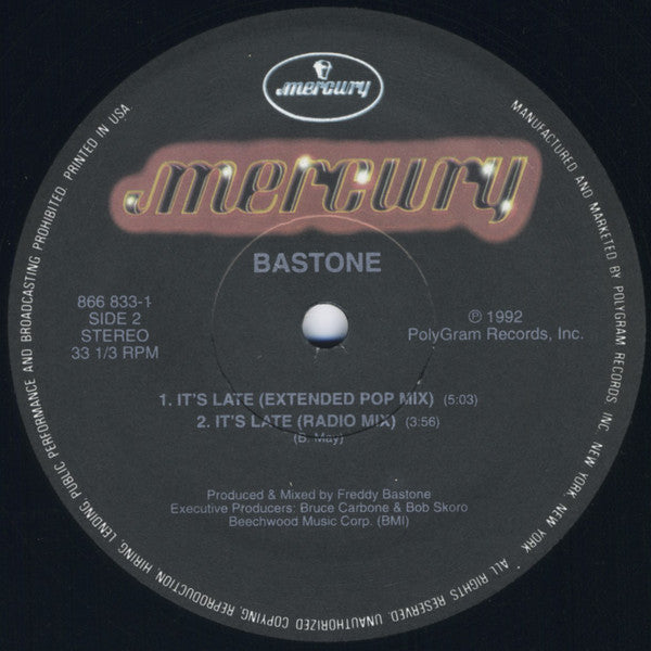 Freddy Bastone : It's Late (12")