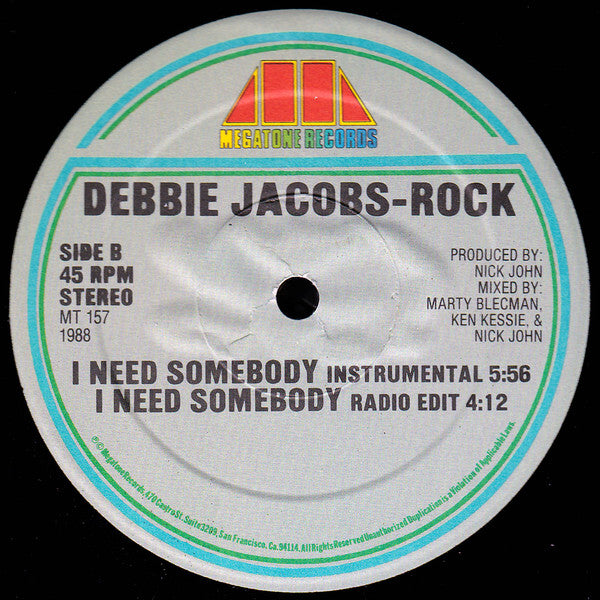 Debbie Jacobs-Rock : I Need Somebody (12")