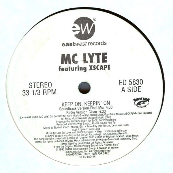MC Lyte Featuring Xscape : Keep On, Keepin' On (12", Promo)