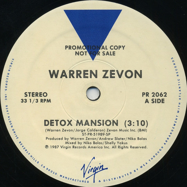 Warren Zevon : Detox Mansion / Leave My Monkey Alone (12", Pro)