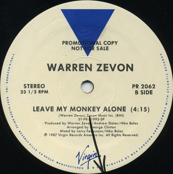 Warren Zevon : Detox Mansion / Leave My Monkey Alone (12", Pro)