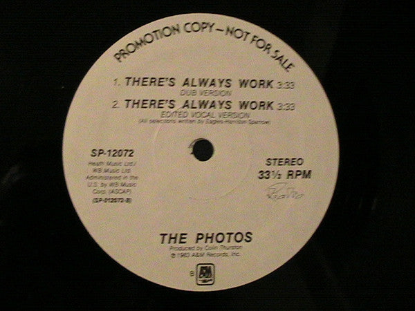 The Photos : There's Always Work (12", Single, Promo)