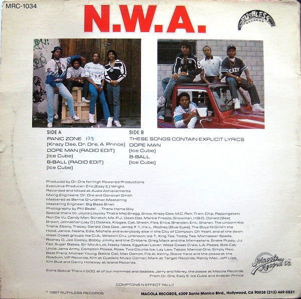 N.W.A. : Panic Zone (12", RP, Red)