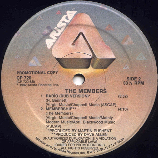 The Members : Radio (12", Promo)