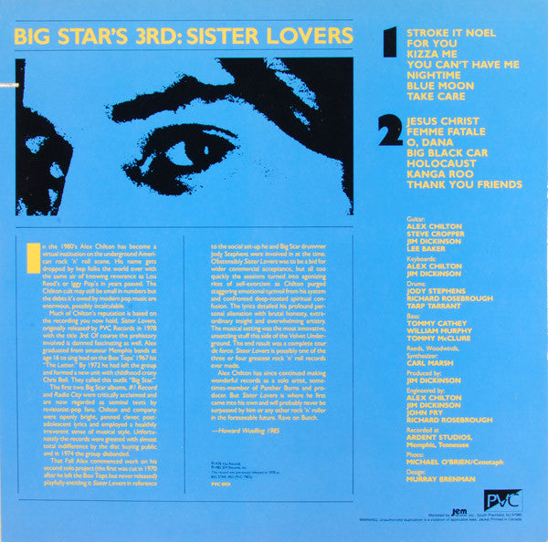Big Star : Big Star's 3rd: Sister Lovers (LP, RE, RP)