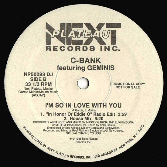 C-Bank Featuring Geminis : I'm So In Love With You (12", Promo)