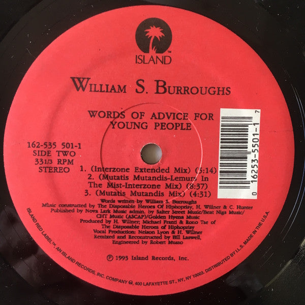 William S. Burroughs : Words Of Advice For Young People (12")