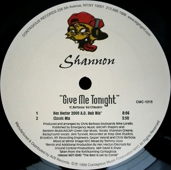 Shannon : Give Me Tonight (The 2000 A.D. Mixes) (12")