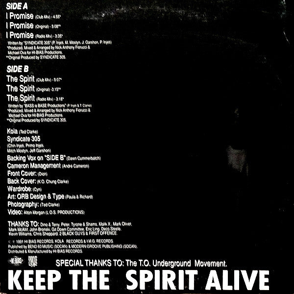 Bass Is Base Prod.* Featuring Syndicate 305 : I Promise / The Spirit (12", Ltd)