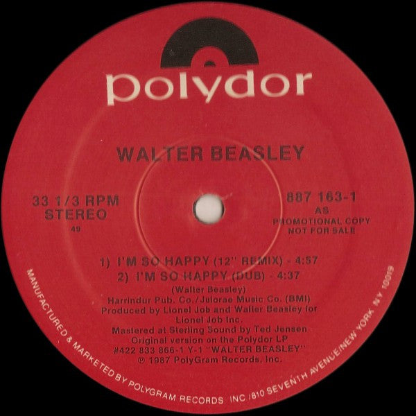 Walter Beasley : I'm So Happy (12", Promo)