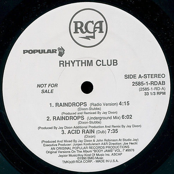 Rhythm Club : Raindrops (12", Promo)