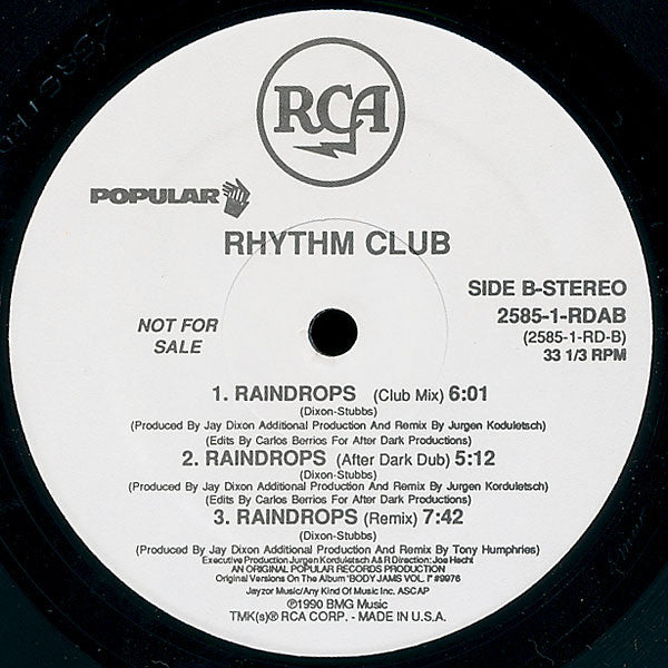 Rhythm Club : Raindrops (12", Promo)