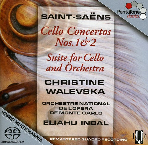 the album cover for Saint-Saens / Walevska / Inbal - Cello Ctos 1 & 2 / Suite for Cello & Orch