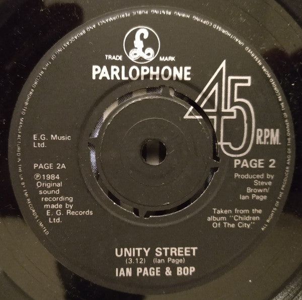 Ian Page & Bop (7) : Unity St. (7", Single)