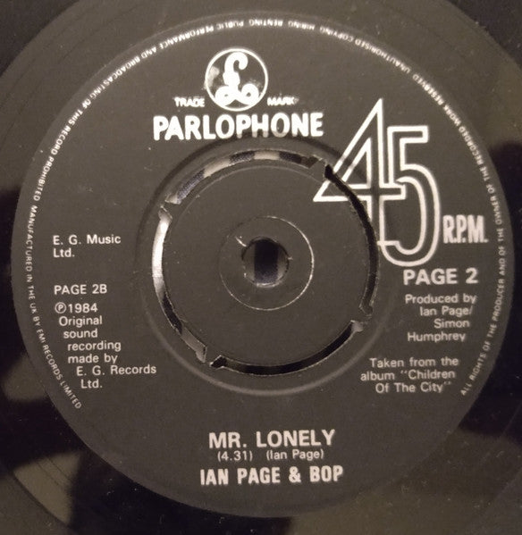 Ian Page & Bop (7) : Unity St. (7", Single)