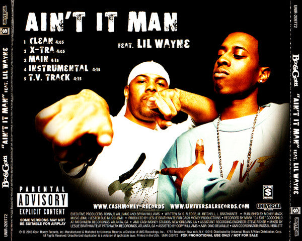 Boo & Gotti Feat. Lil Wayne : Ain't It Man (CD, Single, Promo)