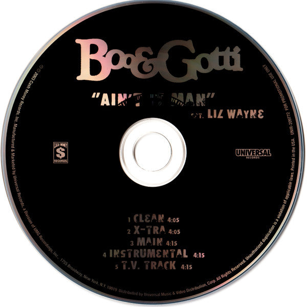 Boo & Gotti Feat. Lil Wayne : Ain't It Man (CD, Single, Promo)