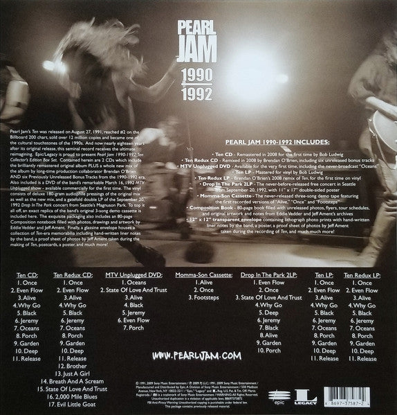 Pearl Jam : Ten (CD, Album, RE, RM + CD, Album, RM + DVD-V + LP, Al)