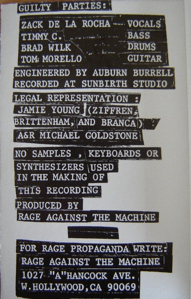 Rage Against The Machine : Bombtrack / Bullet In The Head (Cass, Promo)