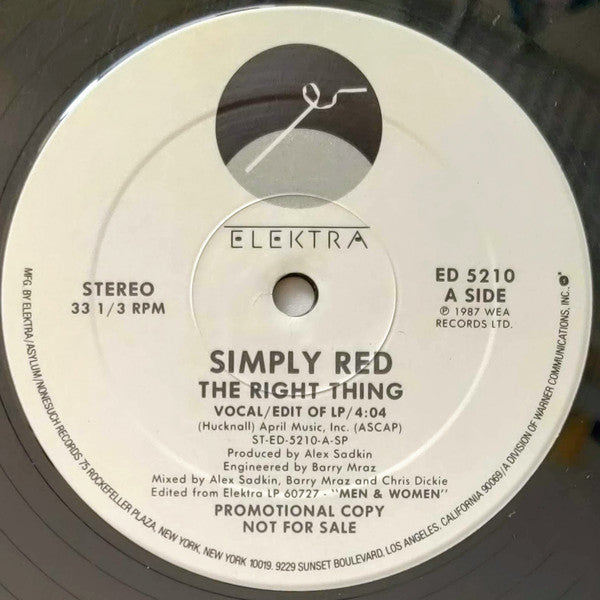Simply Red : The Right Thing (12", Promo)