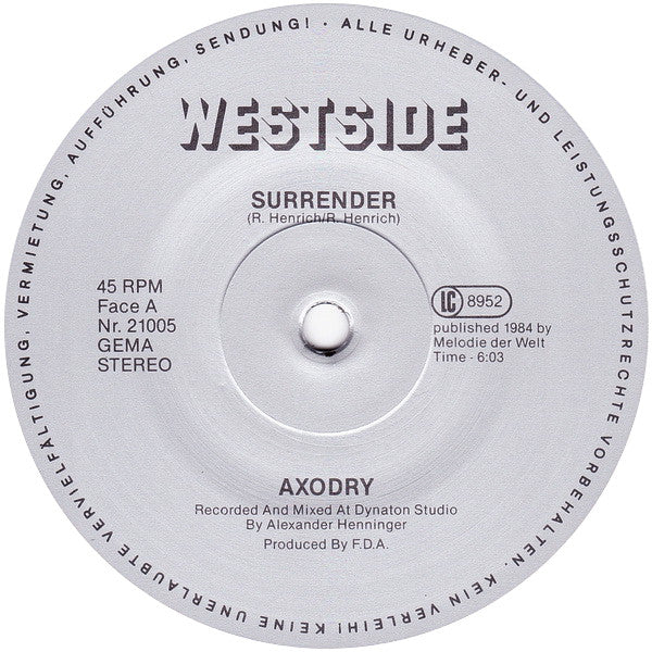 Axodry : Surrender (12", Maxi)