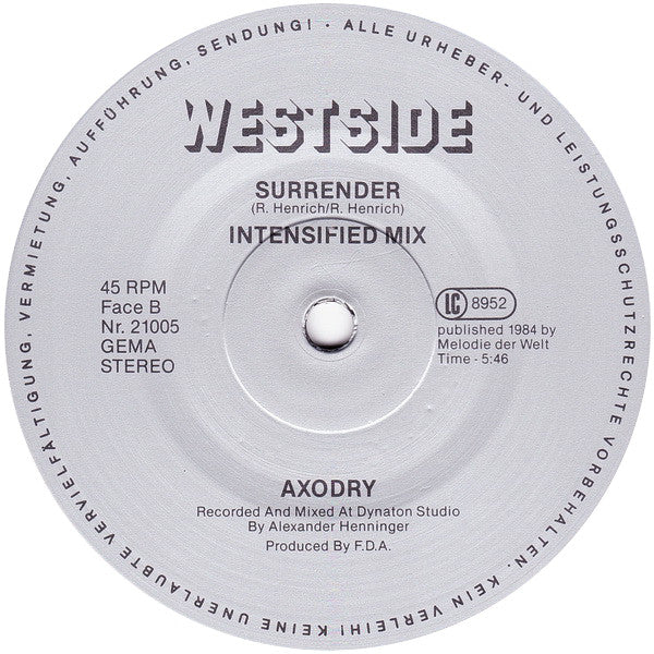 Axodry : Surrender (12", Maxi)