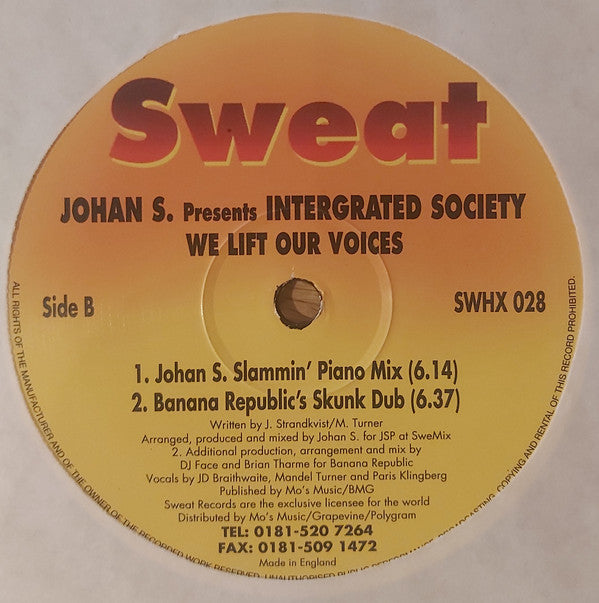 Johan S. Presents Intergrated Society : We Lift Our Voices (12")