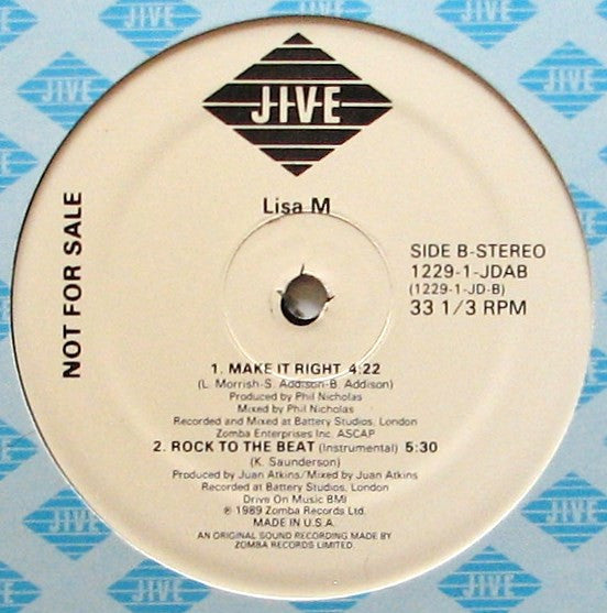 Lisa M (3) : Rock To The Beat (12", Promo)