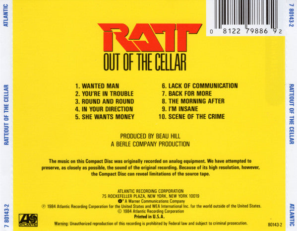 Ratt : Out Of The Cellar (CD, Album, RE)