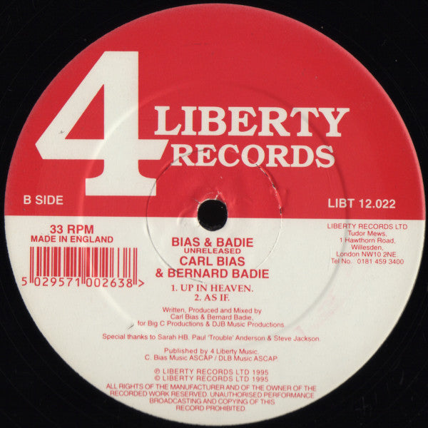 Carl Bias & Bernard Badie : Bias & Badie Unreleased (12")