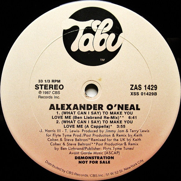 Alexander O'Neal : (What Can I Say) To Make You Love Me (12", Promo)