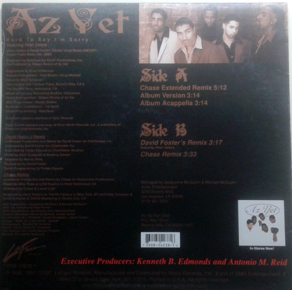 Az Yet Featuring Peter Cetera : Hard To Say I'm Sorry (12", Maxi)