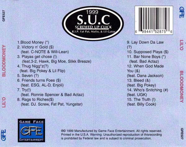 Lil' O : Blood Money (CD, Album)